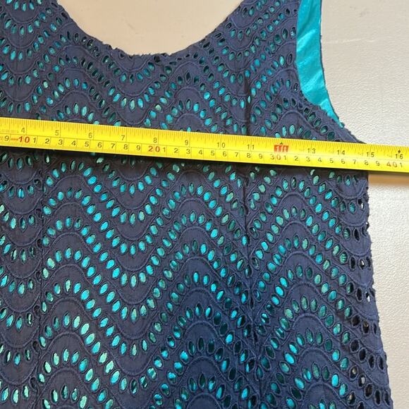 Tracy Negoshian Blue Layered Tank Top Orange Zipper Detail Women's Size Small :) - Picture 4 of 7